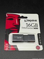 Front view of sealed Kingston DataTraveler 100 G3 16GB USB flash drive package