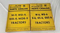 Front covers of both yellow McCormick parts catalogs showing model numbers and titles