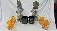 Full lot with decanter, mugs, glasses