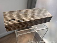 Top view of rectangular mosaic inlay jewelry box