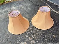 Both beige bell lamp shades top and side view