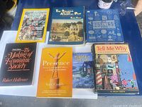 Overview of all seven paperbacks on table