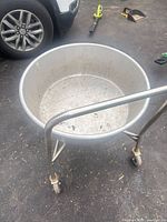 Top view of Nella galvanized steel mixing tub showing interior wear