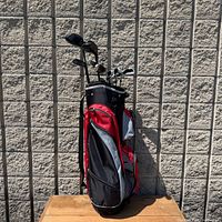 Full view of golf bag with clubs inserted