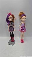 Front view of both dolls on stand