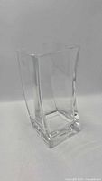 Front view of clear crystal vase showing overall shape