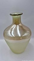 Front view of entire amber glass vase