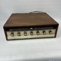 Front view of wood cabinet receiver