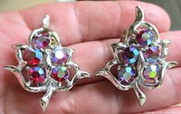 front view showing leaf design and rhinestones
