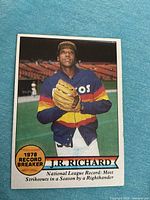 Front view of 1979 Topps J.R. Richard Record Breaker #203 card
