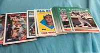 front view of stack showing Red Sox, All Star Tim Wallach and League Leaders cards
