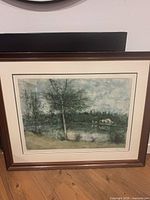 Front view of framed Bernard Ganter lithograph with mat and frame