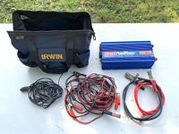 Group shot of inverter, tool bag and all cables