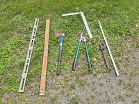 Group view of all tools aligned on ground