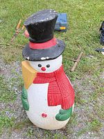 Front view of full snowman showing overall appearance and color details