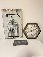 Front view of all three decor pieces together