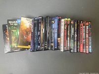 All 23 DVD cases upright showing spines