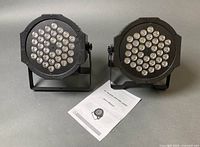 Front view of both RGB PAR lights and user manual