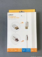 Front of retail box showing Logiix Thunderbolt to HDMI 3 m Cable