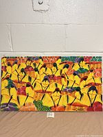 Full view of the acrylic market scene painting