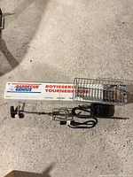 Complete rotisserie kit with box, motor, spit rod, basket