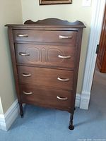 Front view of dresser showing overall design