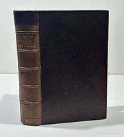 Front cover and spine of leather bound book