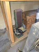 Overall view of the vertical belt sander under bench