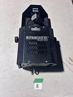 Front and top view of Chauvet Intimidator Scan LED showing missing mirror and overall wear