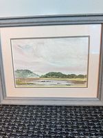 Framed watercolor landscape showing full piece