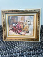 Frontal view of framed acrylic painting showing full artwork and frame