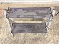 overview of two-tier metal rack