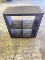 front view of 2x2 cube organizer showing four compartments and finish