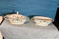 Covered and open oval serving bowls, Autumn Leaf pattern
