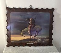 Front view of entire plaque showing artwork, frame and hanger