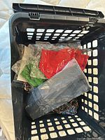Basket containing packaged bonnets and shapewear