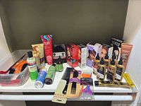 Full lot view showing all hair color kits, care products and tools