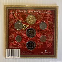 Back view of sealed 2004 Holiday Gift Set showing six coins and printed specifications