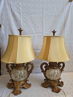 Both table lamps with shades displayed side by side