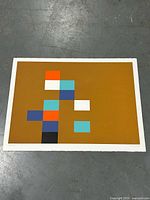 Full view of silkscreen print on floor showing entire composition