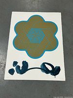 Full view of silkscreen print showing geometric design and brushstrokes