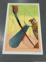 Full view of unframed screenprint showing composition and white border
