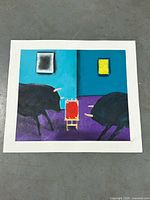 Full frontal view of signed Jerzy Kolacz mixed media artwork on paper
