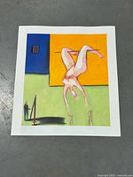 Full view of signed mixed media artwork on paper