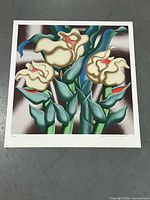 Full view of unframed serigraph showing imagery and margins