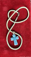 Full view of necklace showing cord, clasp, and pendant
