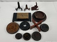 Entire lot of stands and easels on white background