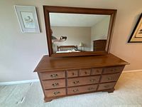 Front view of dresser with attached mirror
