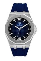 Front view stock image of watch showing dial design, strap, case