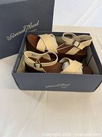 Open box showing pair of Universal Thread wedge sandals